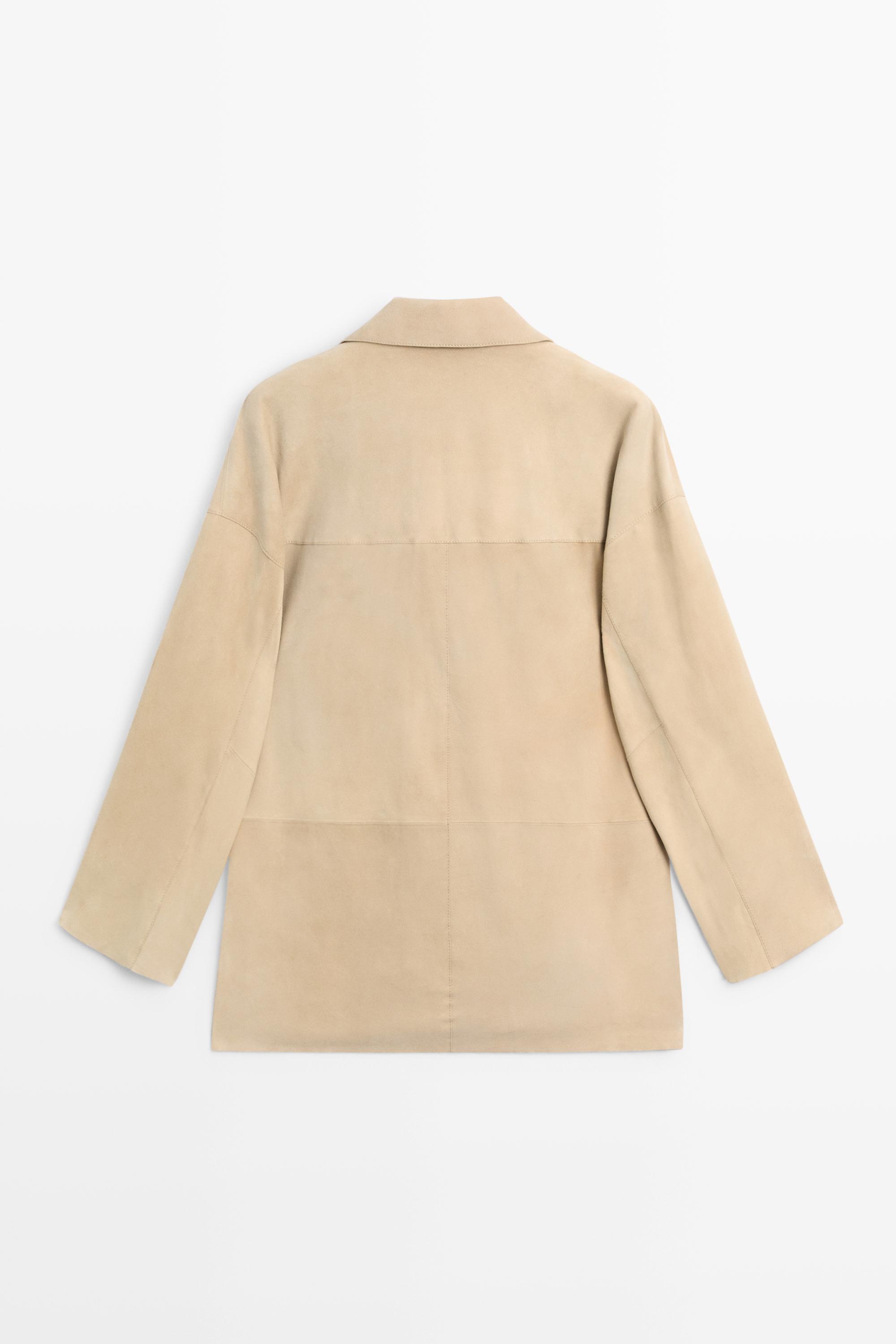 Suede leather blazer with pockets
